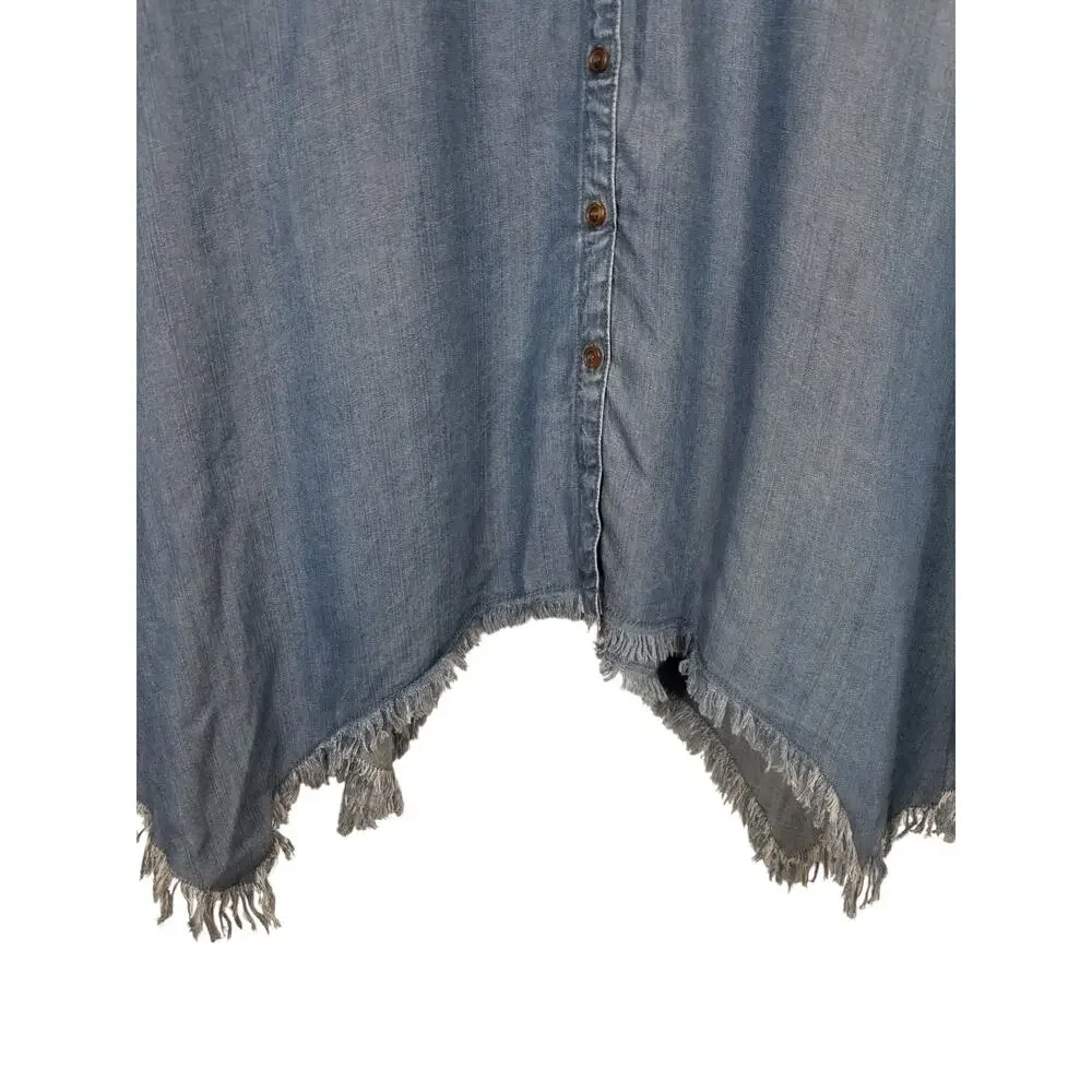 Hester & Orchard NWT 100% Tencel Chambray Blue V-Neck Button Up Shirt Tunic 1X - Picture 6 of 11